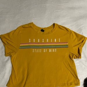 Oversized yellow “Sunshine state of mind” Crop top